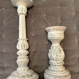 Rustic White Candle Holders